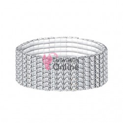 Bratara eleganta de mana BRM007GG Argintie cu cristale - 7 randuri